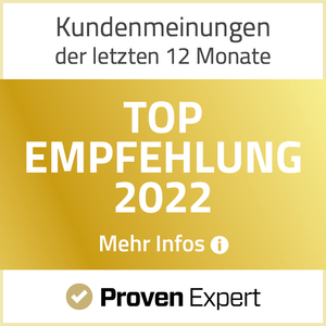 Proven Expert - Top Empfehlung 2022 Siegel Proven Expert - Top Empfehlung 2022